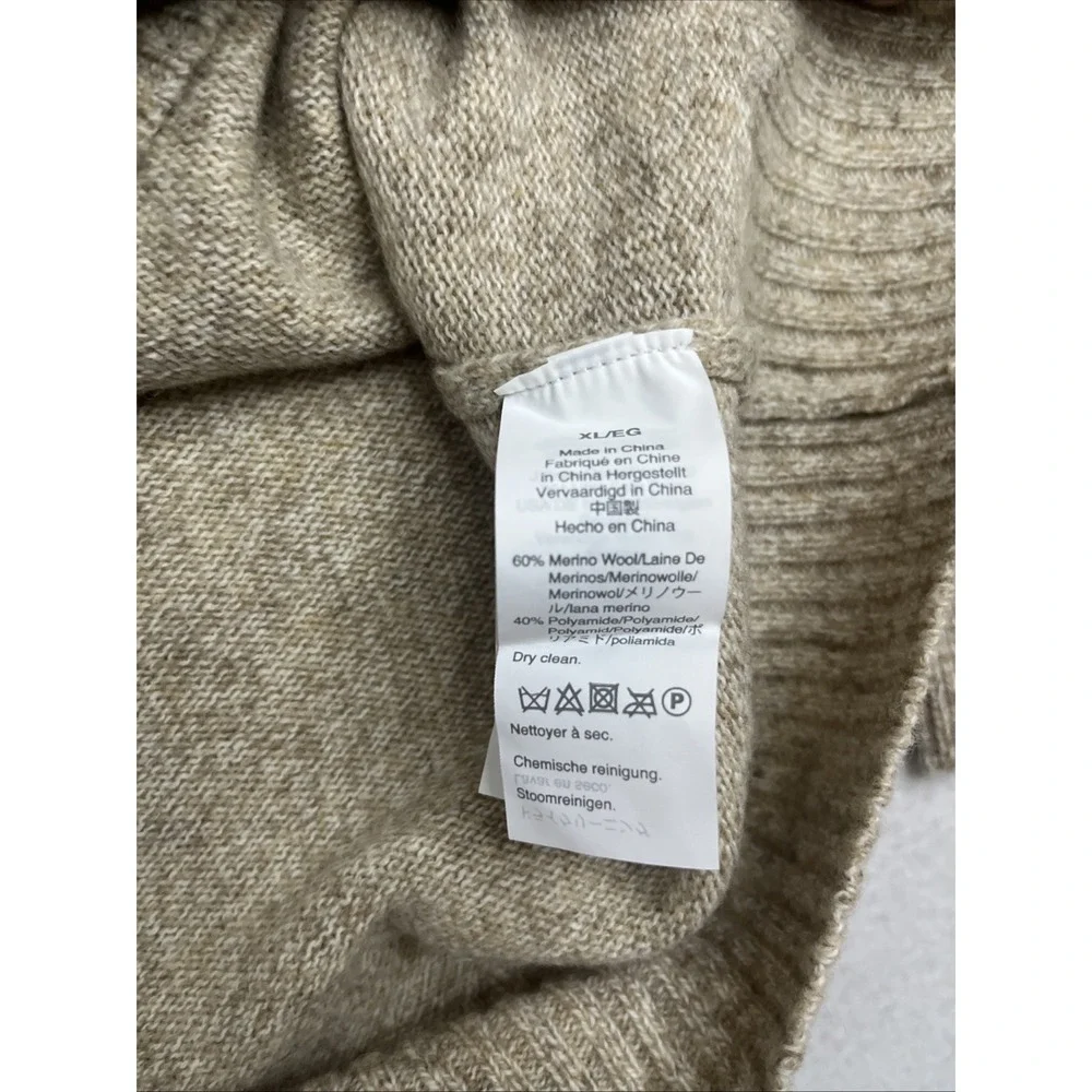 J. Crew Mens XL Brown Shawl Collar Merino Wool Pullover Sweater J7736